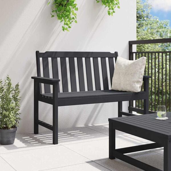 vidaXL Garden Bench Black 47.24 x 23.23 x 34.65 in HDPE