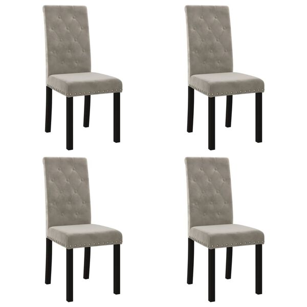 vidaXL Dining Chairs 4 pcs Light Gray Velvet