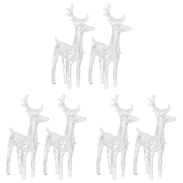 vidaXL Christmas Reindeer Set of 6 Warm White Acrylic Medium