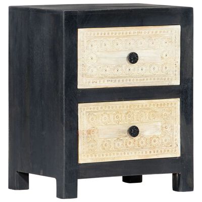 vidaXL Hand Carved Bedside Cabinet Gray 15.7"x11.8"x19.7" Solid Mango Wood