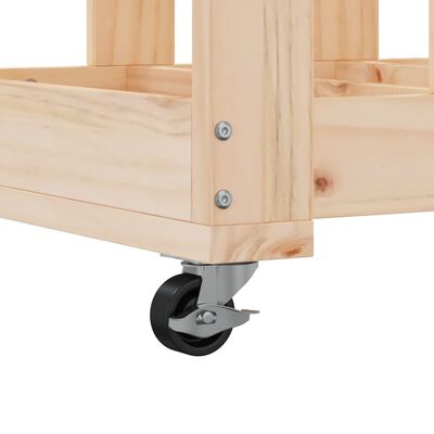 vidaXL Log Holder with Wheels 15.7"x19.3"x43.3" Solid Wood Pine