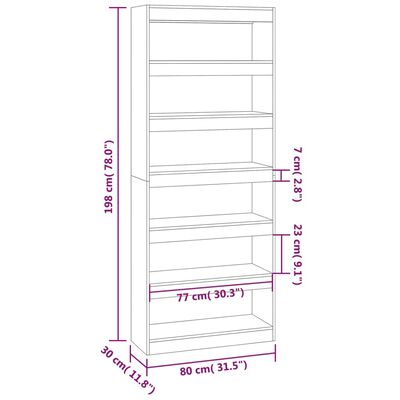 vidaXL Book Cabinet/Room Divider Sonoma Oak 31.5"x11.8"x78" Engineered Wood