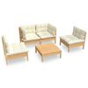 vidaXL Garden Lounge Set Cream Solid Pine Wood, Fabric (100% Polyester)