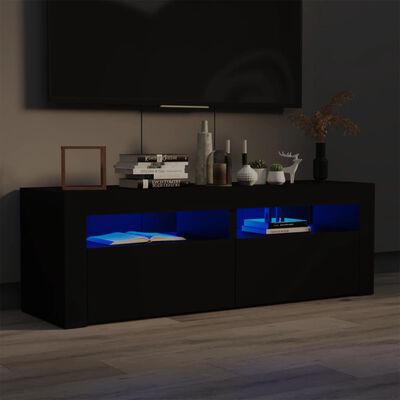vidaXL TV Stand with LED Lights Black 47.2"x13.8"x15.7"