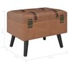 vidaXL Stool Brown Faux leather, Solid wood Medium Stool Rectangular