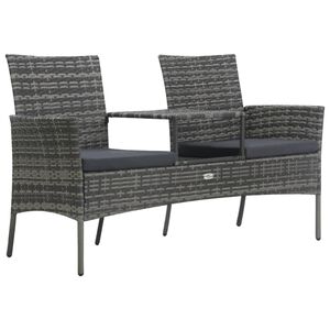 vidaXL Garden Bench Anthracite PE rattan, powder-coated steel, polyester