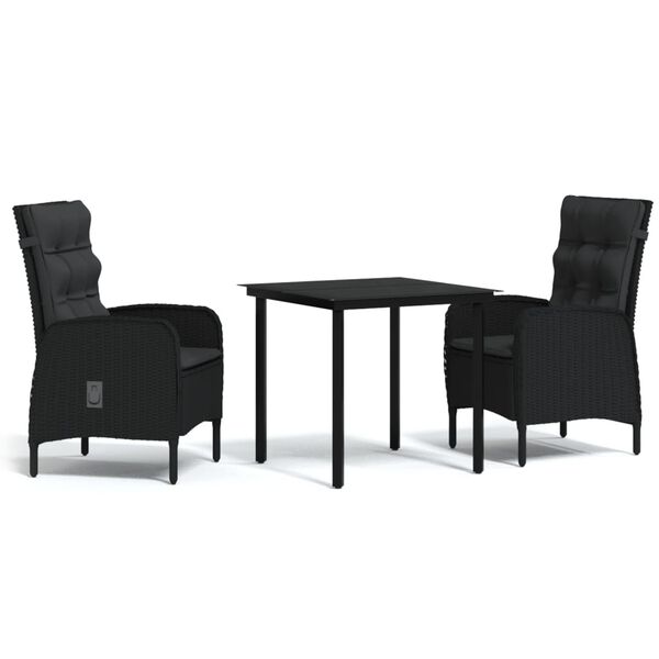 vidaXL Garden Dining Set Black