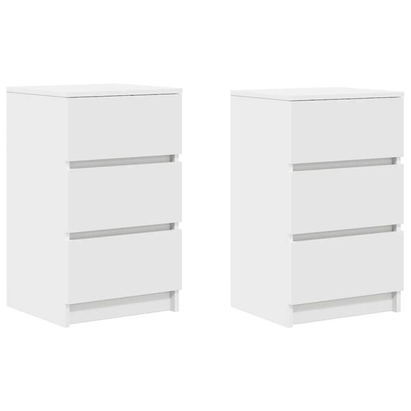 vidaXL Bedside Cabinet Set of 2 White Engineered wood Medium