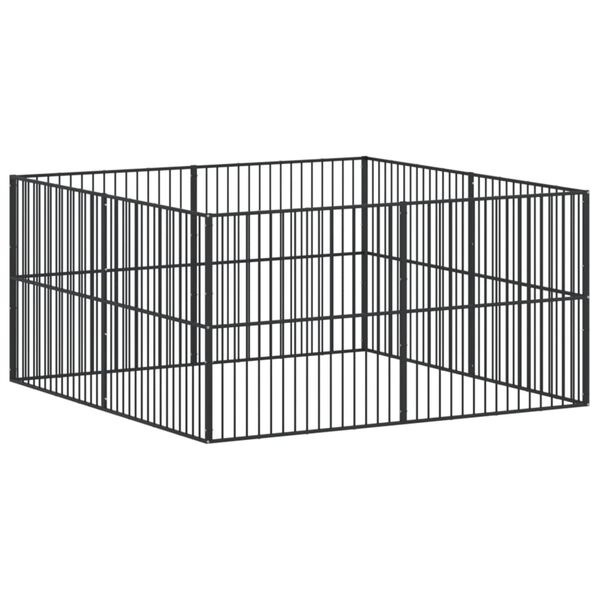 vidaXL Dog Playpen Black Galvanized steel Large Sturdy Dog Playpen