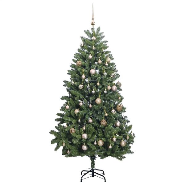 vidaXL Artificial Hinged Christmas Tree 300 LEDs & Ball Set 118.1"