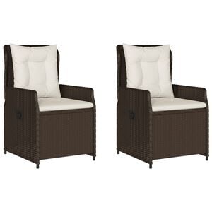 vidaXL Reclining Patio Chairs 2 pcs Brown Poly Rattan