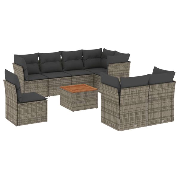 vidaXL Garden Sofa Set Grey and brown