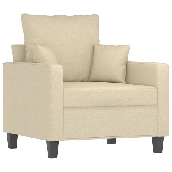 vidaXL Sofa Chair with Footstool Cream 23.6" Fabric