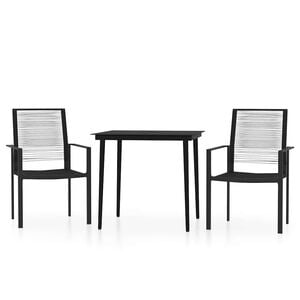 vidaXL Dining Set Black Powder-Coated Steel, Glass, PVC Hollow Rattan