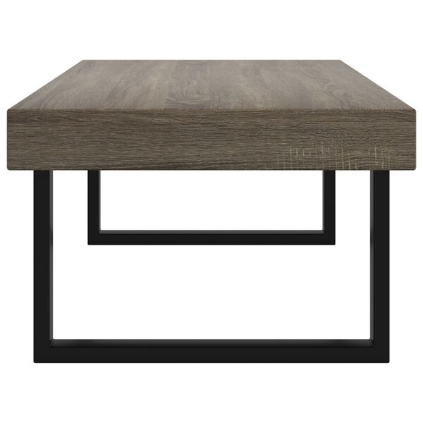 vidaXL Coffee Table Gray and Black MDF with veneer and iron Large