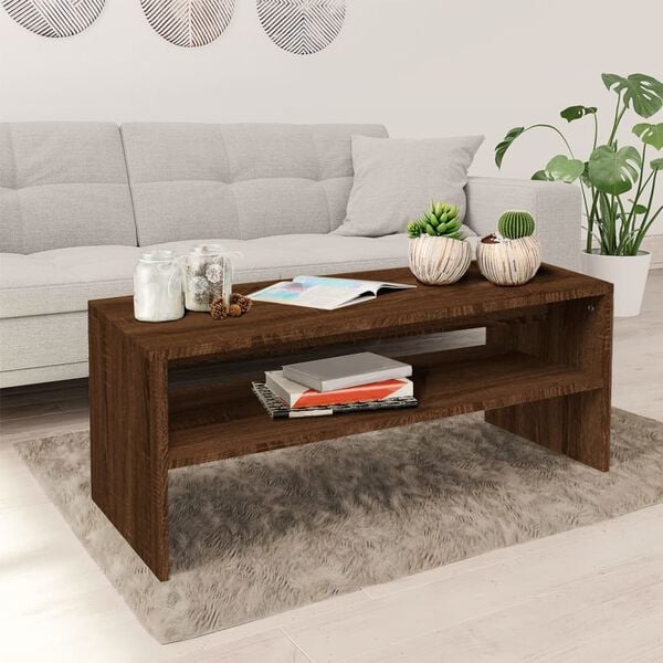 vidaXL Coffee Table Brown Oak Engineered Wood 39.4x15.7x15.7 in