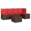 vidaXL 6 Piece Patio Sofa Set with Cushions Brown Poly Rattan