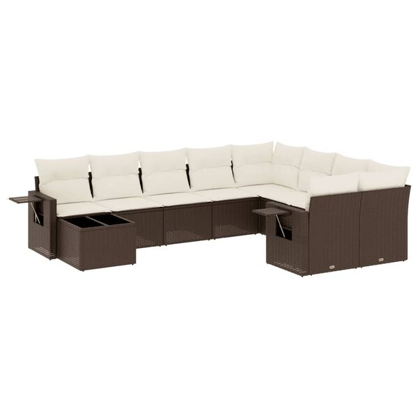 vidaXL Garden Sofa Set Brown, Cream White