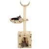 vidaXL Cat Tree Beige with paw prints Soft plush, particle board, sisal rope