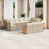 vidaXL Garden Sofa Set Beige PE Rattan Large Adjustable Feet