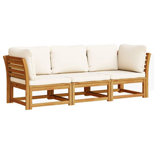 vidaXL Garden Lounge Set Cream White, Natural Wood