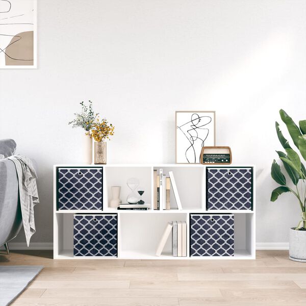 vidaXL Foldable Storage Box Set of 4 Blue with lattice pattern