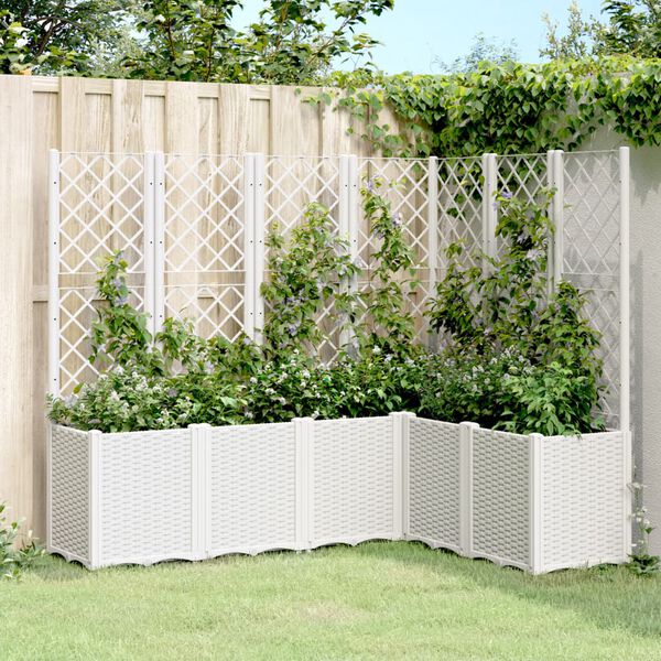 vidaXL Garden Planter White Polypropylene Large Modular Garden Planter