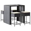 vidaXL Garden Bar Set Black Poly Rattan 5 Piece Set
