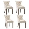 vidaXL Dining Chair Set of 4 Beige Fabric (100% polyester), rubberwood