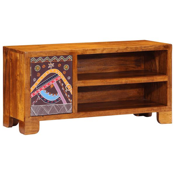 vidaXL TV Cabinet Multicolor Solid Acacia wood, Engineered wood 35.4 in