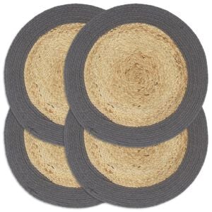 vidaXL Placemat Set of 4 Natural and anthracite 70% Jute, 30% Cotton