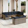 vidaXL 14 Piece Patio Sofa Set with Cushions Gray Poly Rattan