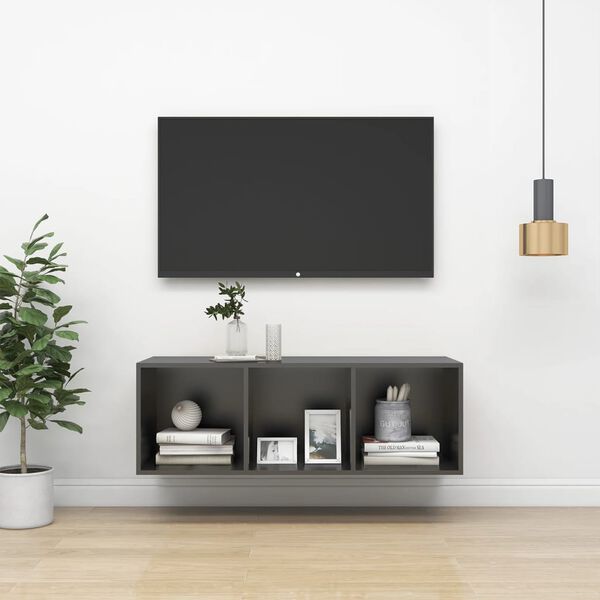 vidaXL TV Cabinet Grey Engineered wood 14.6x14.6x42.1 in TV Cabinet