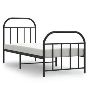 vidaXL Bed Frame Black Powder-coated Steel Small Single Bed Frame