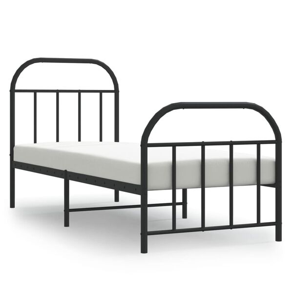vidaXL Bed Frame Black Powder-coated Steel Small Single Bed Frame