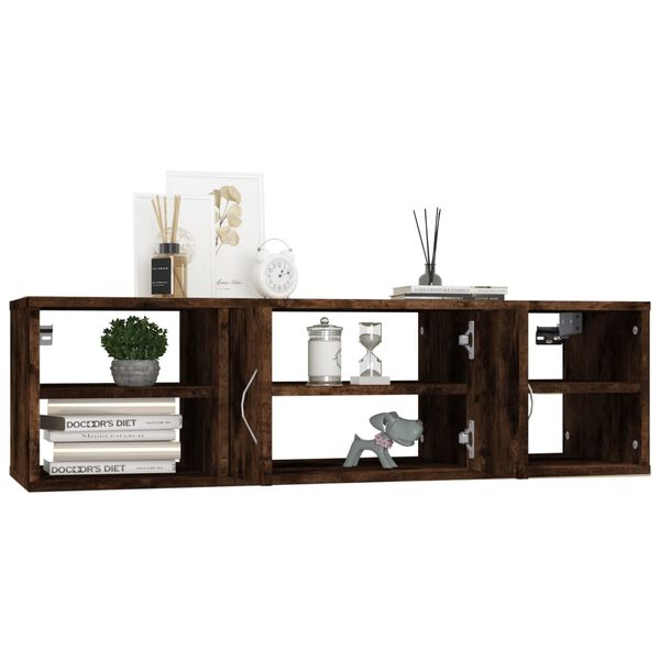 vidaXL Wall Shelf Smoked Oak Engineered Wood Medium Wall Shelf