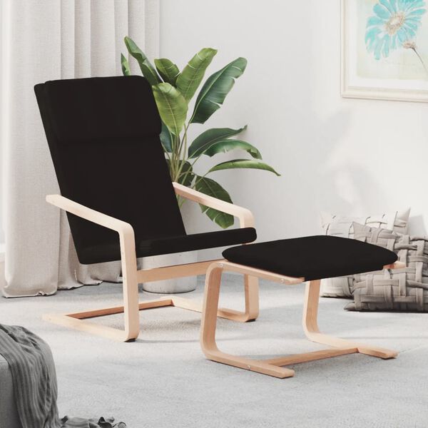 vidaXL Relaxing Chair With Footstool Black