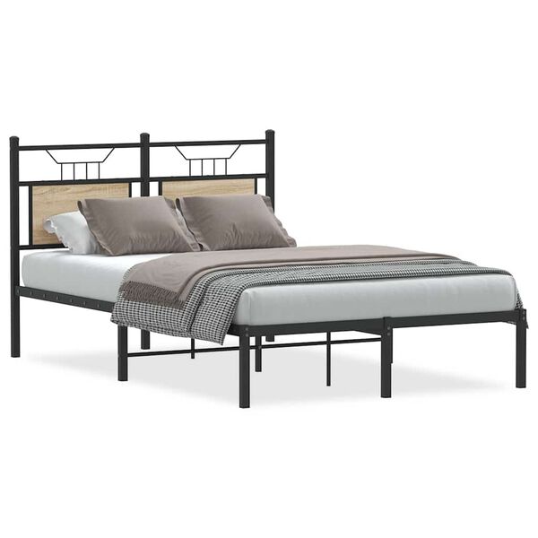 vidaXL Bed Frame Sonoma oak Engineered wood, steel Double Bed Frame