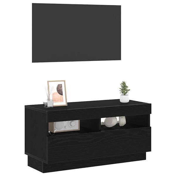 vidaXL TV Cabinet Black Oak 31.50 x 13.78 x 15.75 in Engineered Wood