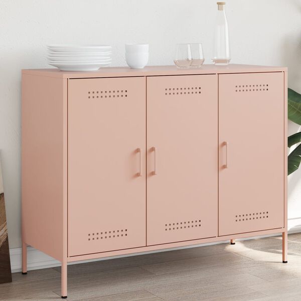 vidaXL Sideboard Pink Cold-rolled steel Medium Adjustable Feet