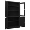 vidaXL Office Cabinet Black Steel, tempered glass 35.4x15.7x70.9 in