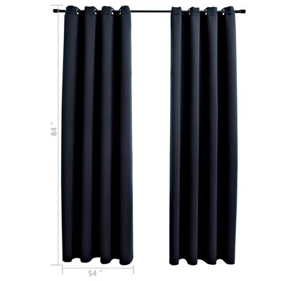 vidaXL Blackout Curtains with Rings 2 pcs Black 54"x84" Fabric