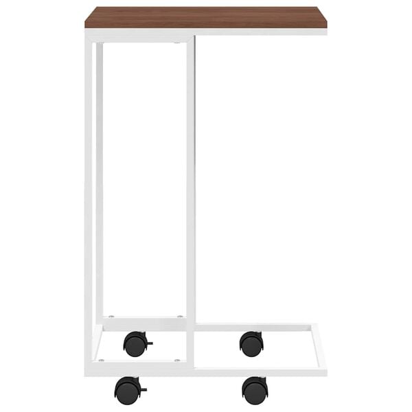 vidaXL Side Table White and Brown Engineered wood, iron Small Portable