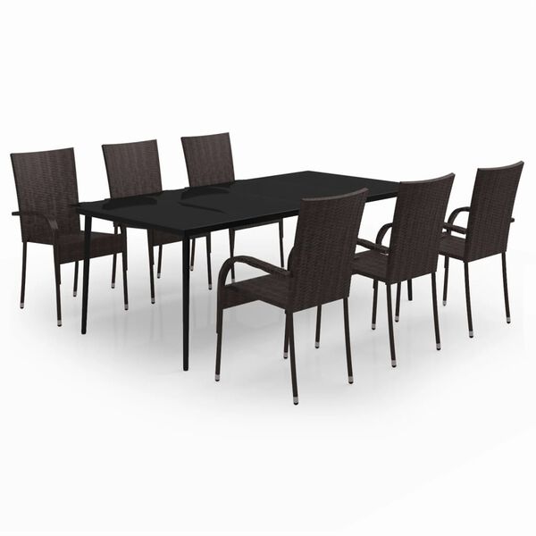 vidaXL Garden Dining Set Brown and Black