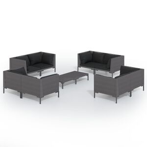 vidaXL Garden Lounge Set Dark Grey Powder-coated steel Large Seats Many