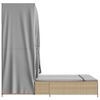 vidaXL Double Sun Lounger with Roof and Curtains Beige Poly Rattan
