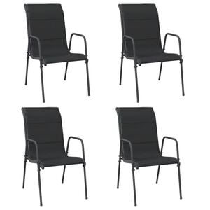 vidaXL Garden Chair Set of 4 Black and Anthracite Powder-Coated Steel