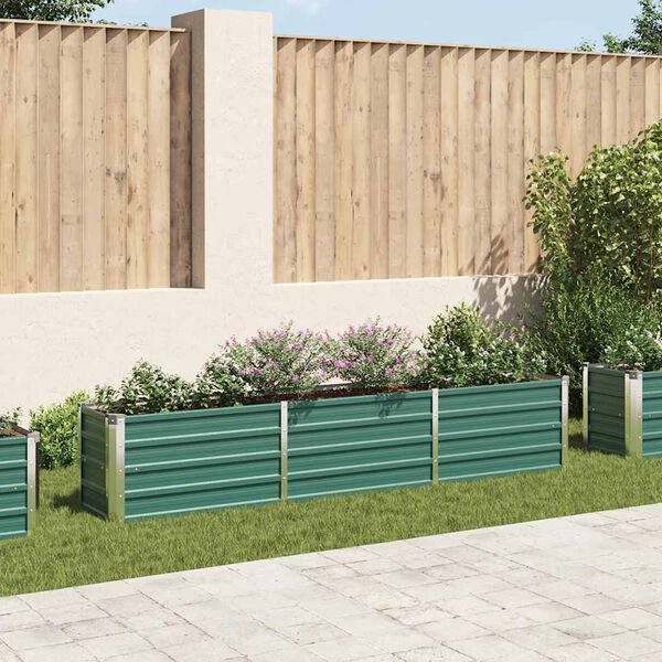 vidaXL Raised Bed Green Galvanized steel Large Raised Bed Rectangular