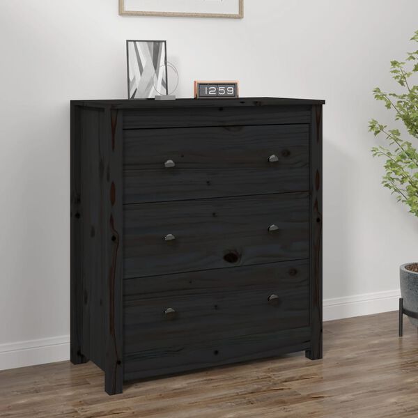 vidaXL Sideboard Black Solid pine wood 27.6 x 13.8 x 31.5 in Sideboard