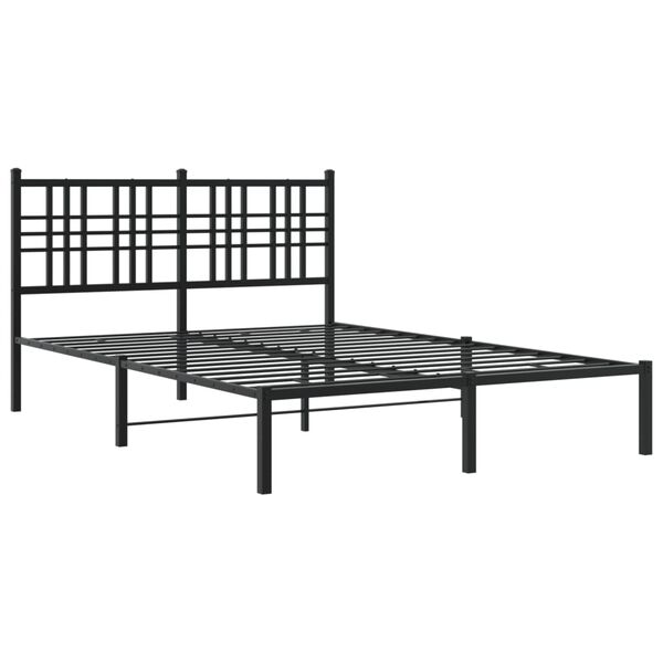 vidaXL Bed Frame Black Powder-Coated Steel 55.1 x 78.7 in Bed Frame